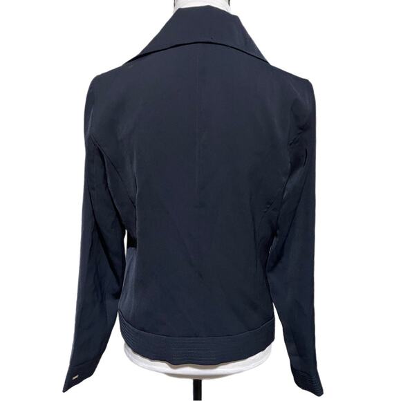 Tommy Hilfiger Asymmetrical Side Zip Moto Style Jacket Women’s Small Navy Blue - Picture 5 of 6